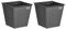 Gartenfreude Pflanzkübel aus Polyrattan 2er Set, grau, 32x32x32 cm, 4000-1066-056