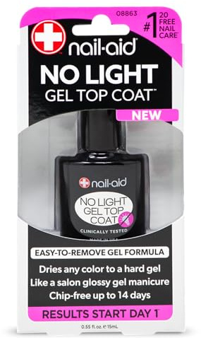NAIL-AID No-light Gel Top Coat, Clear, 0.55 Fluid Ounce