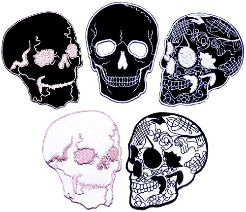 i-Patch - Patches - 0095 - Totenkopf - Schwarz - Live Free - Flicken - Aufnäher - Sticker - Badges - Flicken - Bügelbild - Aufbügler - Iron-on - Applikation - zum Aufbügeln - Skelett - Patch - Skull