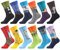 WeciBor Mens Dress Colorful Novelty Funny Socks, 12 Pack Multicolor Art Painting, Sizes 7-12