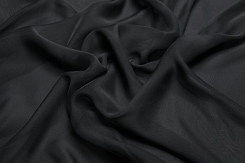 100% Reine Seide Chiffon Seidenchiffon durchsichtig dünn Silk transparent weich fließend Meterware 0,5 m 100% Italienische Seidenkleid Seidenstoff für Brautkleid Sommerkleid Seide Schwarz
