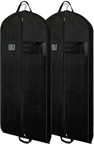 Zilink Kleidersäcke, Anzugtasche für Reisen und Aufbewahrung, 137,2 cm, atmungsaktiv, mit Zwickel, Ausweishalter und sichtbarem Design für Anzug, Mantel, Kleider, 2 Stück