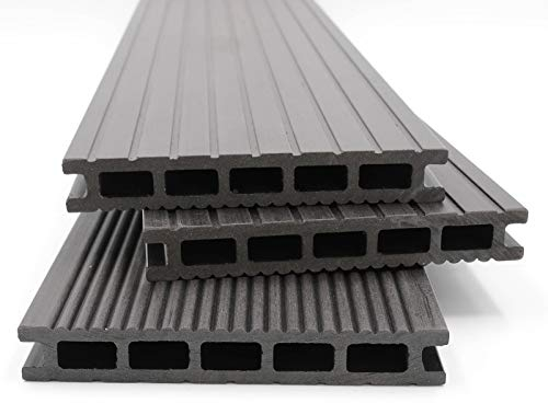 HORI® WPC Terrassenfliesen | Terrassendielen Malta Grau | Komplett-Set inkl. 40x60 mm Unterkonstruktion & Clips | Langlebig & Wetterfest | Rutschfest | Pflegeleicht | Dielenlänge 3,20 m I Fläche 16 m²