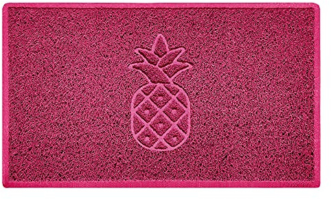 Nicoman Pineapple Embossed Shape Door Mat Dirt-Trapper Washable Barrier Doormat-(Use Indoor or Sheltered Outdoor)-(75x44cm/29.5x17.3inches,Medium) Pink