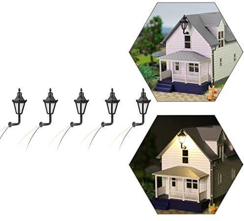 Evemodel Modellbahn 1:87 Modelleisenbahn Miniatur Laterne Wandleuchten Spur H0 3V Wandlampen LBD04-5-EU