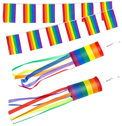 tangger 4 Packs windsock Wind Chimes windsocken windsock Fish Rainbow Windspiel Wind Turbine Rainbow Hanging Decoration Patriotic Windsock Waterproof Material for Outdoor(13 * 88cm)