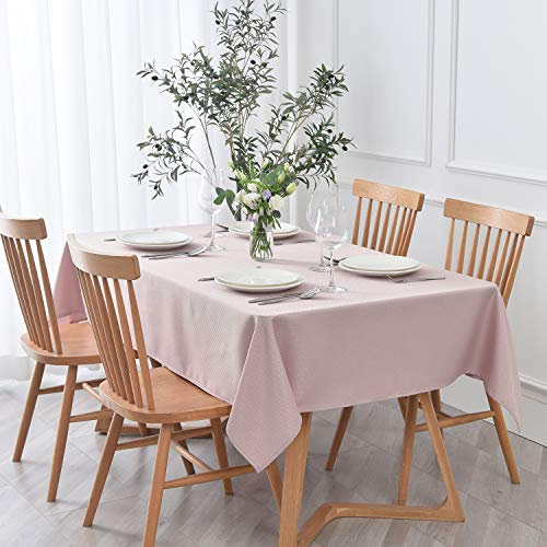 maxmill Rechteckige strukturierte Tischdecke, wasserdicht, auslaufsicher, knitterfrei, Tischdekoration, Stoff-Tischdecke für den Außen- und Innenbereich, 132 x 177 cm, Altrosa