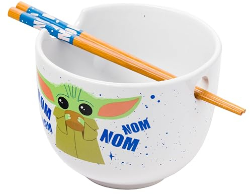 Silver Buffalo Star Wars Mandalorian Nom Bol à ramen en céramique avec baguettes 590 ml