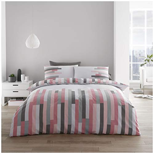 GC GAVENO CAVAILIA Premium Geometric Duvet Cover, Reversible Printed Bedding Double Bed Set With Pillow Cases, Pink