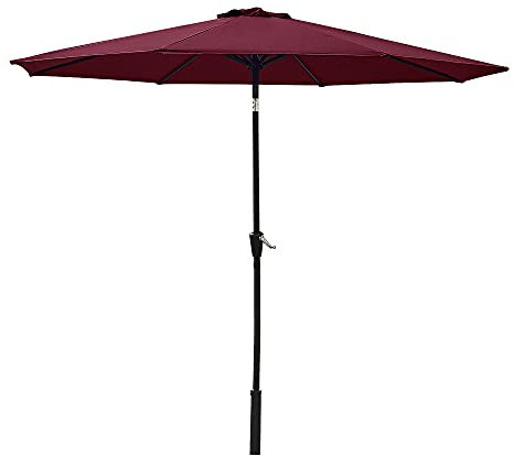 Panana Garden Parasol Sun Shade Outdoor Umbrella 8 Sturdy Ribs with Crank and Tilt Mechanism for Patio, Deck, Patio and Balcony (Red, 2.5M)