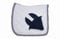 WAGNER Dressur Schabracke mit Fliegenhaube und Strass-Steinen Weiss-BLAU