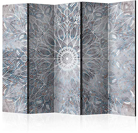murando - Paravent Raumteiler Mandala, 225x172 cm, 5-teilig, Wohnzimmer | Mobiler Sichtschutz, sofort einsatzbereit, Holzrahmen, ideal fürs Wohnzimmer oder Büro, geruchsneutral, lichtbeständig