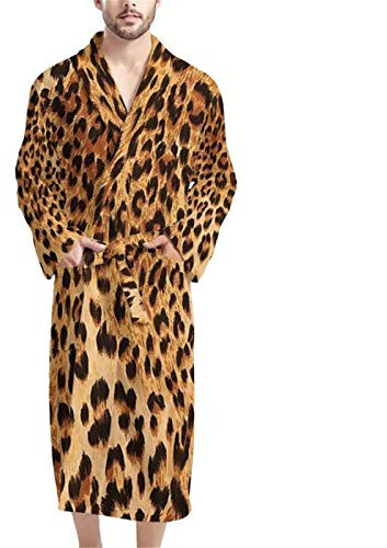 Showudesigns Accappatoio da uomo completo con tasche a maniche lunghe, Leopard, L