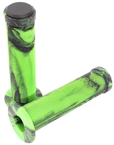 KHE Acme 2TONE BMX Griffe 130mm mit Flange schwarz schwarz neon-grün Lamellen MTB Scooter Paar