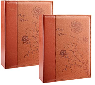 Artmag Kleines Fotoalbum, 10,2 x 15,2 cm, jede Packung mit 26 transparenten Seiten für 52 vertikale Fotos für 10,2 x 15,2 cm große Bilder, Kunstwerke oder Postkarten (braun)