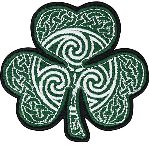 Keltisches Kleeblatt Aufnäher bestickt | celtic shamrock Patch clover leaf embroidered | Wikinger Bügelbild Kleeblatt mit Kelten Knoten Applikation zum annähen/aufbügeln | 65x65mm