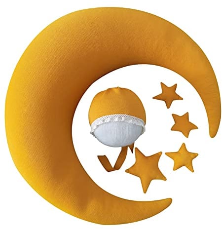 BYNYXI Newborn Photography Props Cushion, Baby Photoshoot Posing Bean for Infant Boy or Girl, Professional Baby Photo Prop Sets(Yellow)
