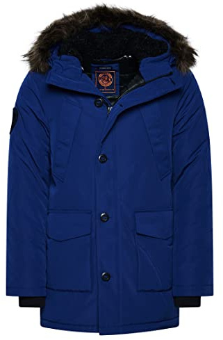 Superdry Herren Everest Parka mit Kapuze und Kunstfellbesatz Halbdunkel Marineblau M