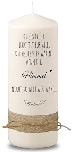 Villa Rosa Lotta – Trauerkerze Grabkerze mit Spruch „Franz“ Erinnerung an Verstorbene | als Trauergeschenk oder Grablicht, Grabschmuck | 20 cm hoch & 8 cm Durchmesser | Sternenkinder Andenken Trauer