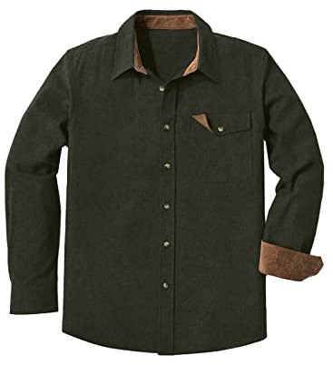 Meilicloth Flanellhemd Herren Kariert Einfarbig Baumwolle Langarm Casual Flanellhemden Western Karohemd Mit Brusttasche Regular Fit Dunkelgrün XXL