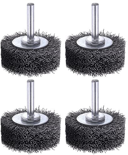 5,1 cm Drahtbürste Drahtbürste für Bohrerbefestigung, Rocaris, 4 Stück, robuste Drahtbürsten, Entfernung von Farbe, Rost und Korrosion, 0,00 cm Karbonstahldraht, 0,6 cm Schaft, 2000 U/min