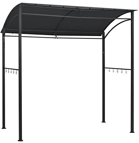 vidaXL Cenador de Barbacoa Acero Terraza Metálico para Jardín Terraza Exterior Fiesta Camping Carpa Toldo Cocina Pabellón al Aire Gris Antracita