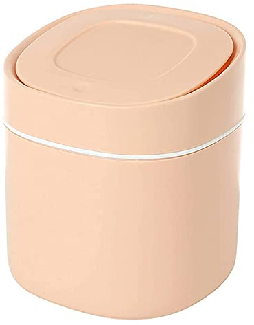 Poubelle Poubelles à Papier Push Desktop Mini Poubelle avec Couvercle Rabattable Corbeille à Papier pour Chevet Salon Table Basse (Orange Rose)