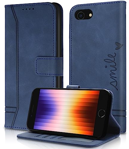 Aswant Funda para iPhone SE 2020/SE 2022/iPhone 8/iPhone 7 funda/iPhone 6S funda/iPhone 6 funda para teléfono móvil, funda de PU premium plegable funda protectora para Apple iPhone 6/7/8/SE 2020