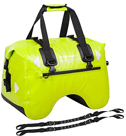 WILD HEART Motorrad-Rücksitztasche U-förmige wasserdichte Hecktasche 50L Motorradausrüstung Lokomotiven-Gepäcktasche (Leuchtendes Grün)