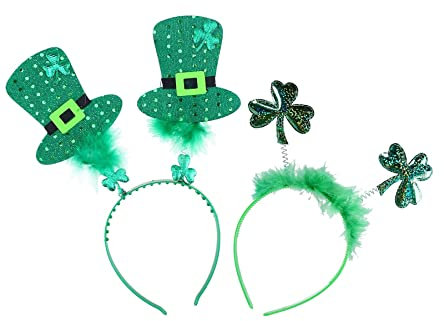 Dodheah St. Patricks Day Hut Set Accessory Irish Party Shamrock Haarreif Irish Leprechaun Hut Zubehör Parade Oder Celebration Dekoration(Haarbandanzug)