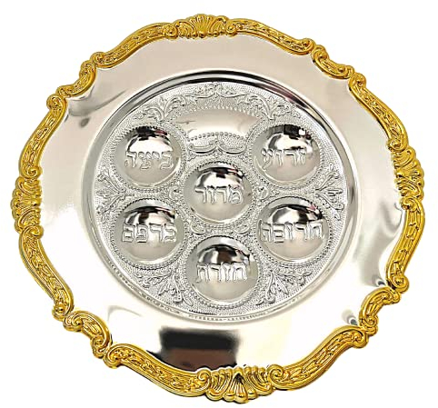 GORGEOUS BEAUTY&CARE Großer Passover Teller für koscheres Essen, Pesah-Tablett, Pesach-Judaica-Traditioneller Passover Seder Plate