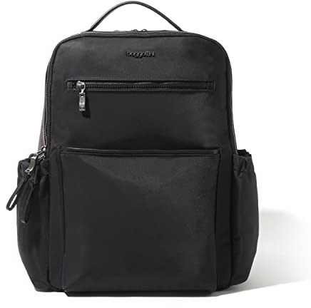 Baggallini Women's Tribeca Expandable Laptop Backpack, Black Twill