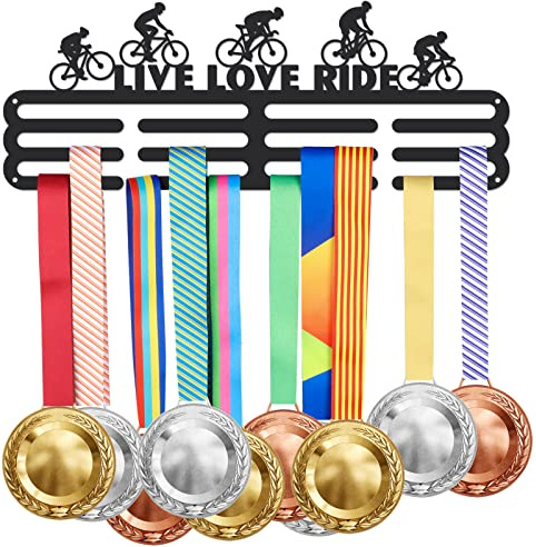 SUPERDANT Fahrrad Medaillenhalter Live Love Ride Medaillen Aufbewahrung Radsport Wandmontierter Medaillen Aufhänger Auszeichnungen Sport Medaillenhalter Geschenke für Sportler Kinder