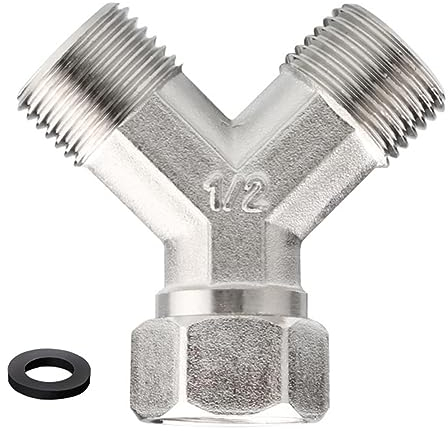 Carpango Washing Machine Y Piece Connector, Copper Dishwasher Washing Machine Tap Y Dual Splitter 1/2 Hot