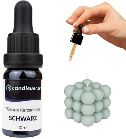 Candleverse Premium Flüssige Kerzenfarbe [Schwarz] | Hochkonzentrierte Farbe für DIY Kerzenherstellung | 10ml Flasche