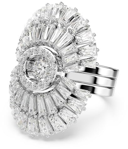 Swarovski Bague Idyllia, Parure (3), Tailles variées, Coquillage, Blanche, Métal rhodié