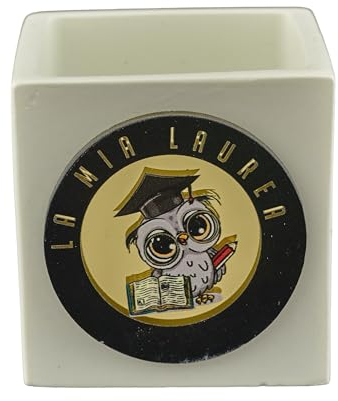 Doni Bomboniere Laurea 6PZ Vasetto per Piante Gufetto Laureato Gadget Infermieristica Economia Ingegneria Medicina Psicolorgia Giurisprudenza Informatica Biologia Festa Farmacia Tocco Particolari