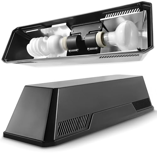 NEPTONION Luminaire pour terrarium pour reptile, double lampe Paludrium avec marche/arrêt indépendant pour terrariums en verre pour reptiles, ampoule UVB UVA (sans ampoule)