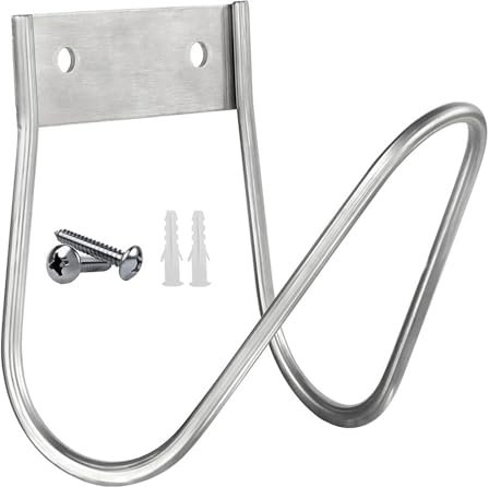 SENRISE Soporte de pared para manguera de jardín, soporte de pared de metal, gancho para manguera de jardín, colgador de almacenamiento de manguera de agua, soporte de manguera sólido montado en la
