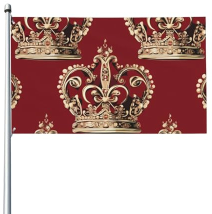 Flagge mit roter Krone, 152 x 90 cm, einfache Installation, verblasst nicht leicht, Gartenflaggen, hängende Flagge für Innen- und Außenbereich, Hofdekoration