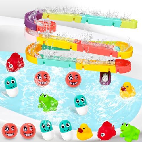 Baby Bath Toys Bath Balls Track Game Shower Water Slide DlY Bathtub Toy for Toddlers, Educational Bath for Kids Age 3-6 Year Old Boys Girls (27PCS)