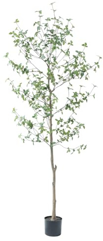 Bellacat 7ft Faux Quince Leaf Tree with Lifelike Leaves & Realistic Trunks, 84in Artificial Quince Leaf Tree for Garden, Home, Office, Porch, Balcony Decor.