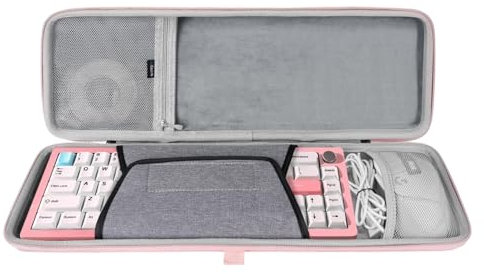 Geekria 65% Tastatur- und Maus-Kombinationstasche, Hartschalen-Reisetasche für 68 Tasten kompakte Tastatur (Rosa)