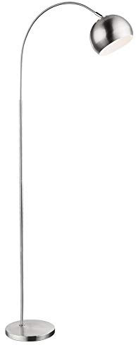 Stehleuchte Kugel Bogenleuchte chrom Wohnzimmerleuchte stehend, Metall nickel-matt, Schirm beweglich, 1x LED 11W 1055Lm warmweiß, HxLxB 150x58x24,5 cm