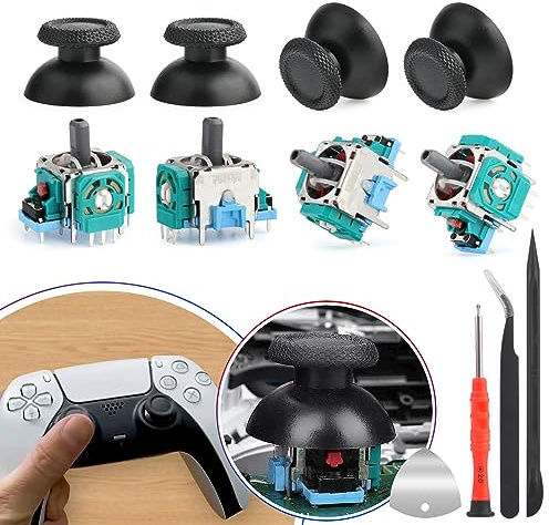 RongZy 4 Pack for PS5 Analog Stick Compatible with Play Station 5 Joysticks with Thumbsticks for PS5 3D Stick Controller Accessories Repair Kit Replacement