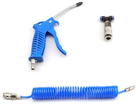 TIANLIN Air Gun, Air Blower Gun with 5-Metre Spiral Hose, Truck Accessories, with T-Type Quick Connector, Suitable for Trucks, Cars, Passenger Cars and Boats (Blue)