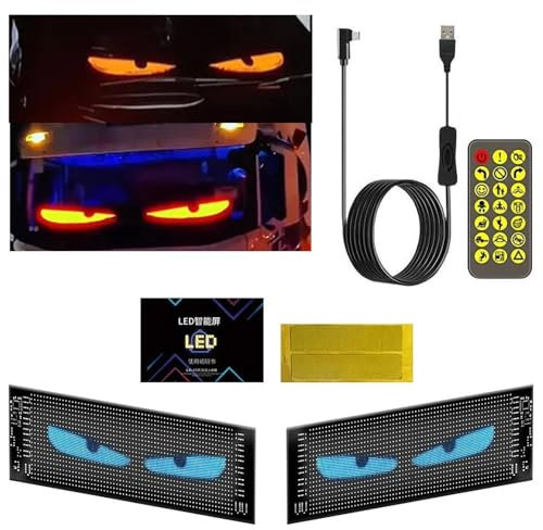 (12 * 60cm) Devil Eyes Licht für Auto und LKW, dynamische LED-Augen-Lichtschilder für Auto, programmierbares Flex-Auto-LED-Display, App-Steuerungsdisplay mit benutzerdefiniertem Scroll-Text und für