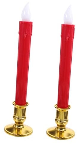 jojofuny 4pcs Candle Light Taper Candle Battery Operated Candles LED Flameless Candles Flameless Candles Light Flameless Candle Decoration LED Pillar Candles LED Candle Centerpiece Abs Red