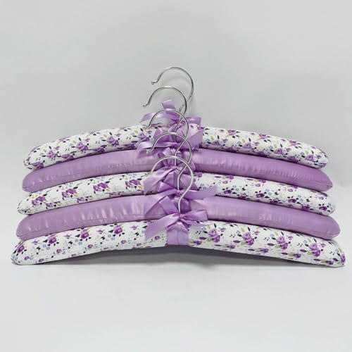 Coopers Of Stortford Set of 5 Scented Padded Clothes Hangers | Lavender Or Rose (Lavender)