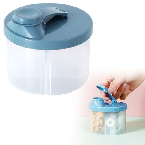Dosatore Latte in Polvere per Neonati con 4 Scomparti,Contenitore Latte in Polvere per Neonati,Porzionatore per Latte in Polvere,Dispenser Latte in Polvere per Neonati (Blu)